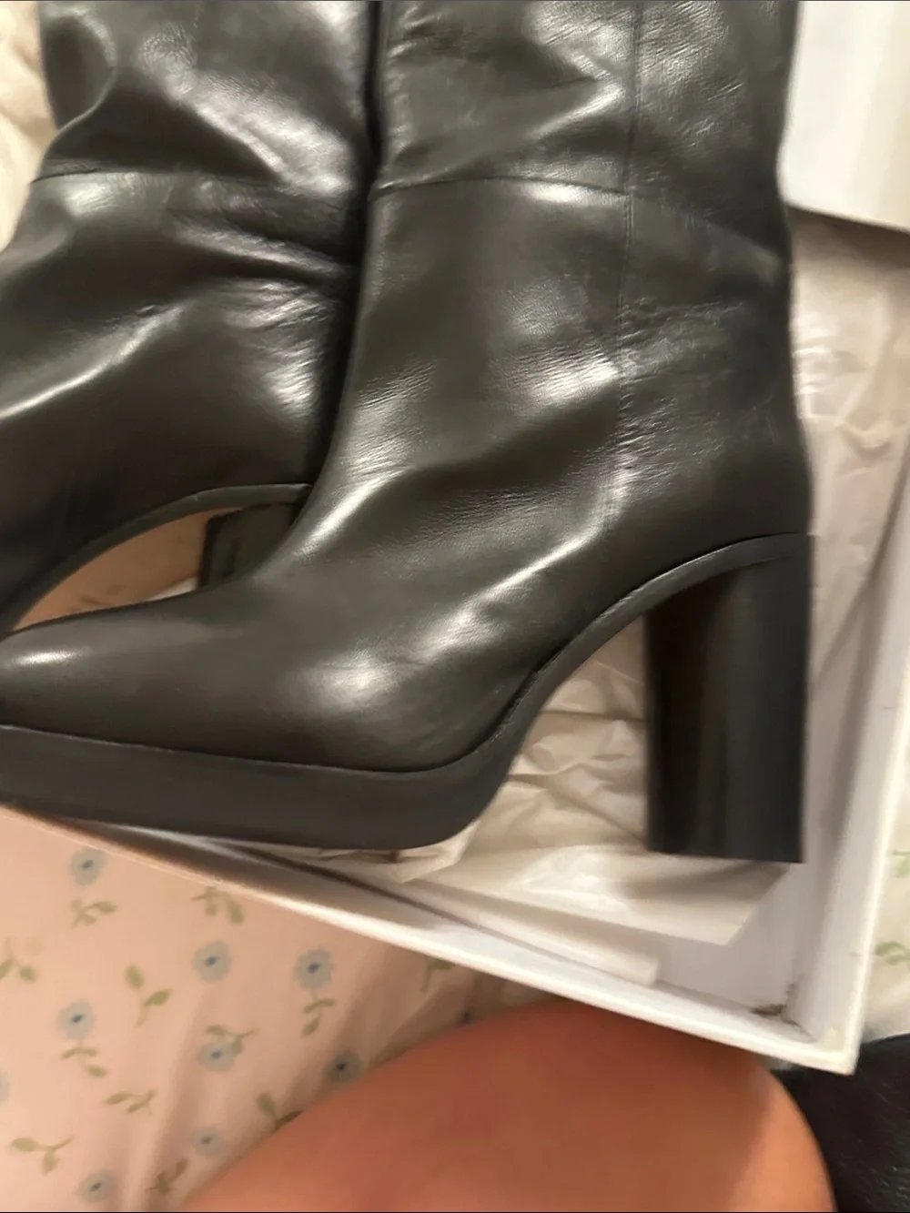 Isabel Marant Black Leather Over-The-Knee Block Heel Boots
